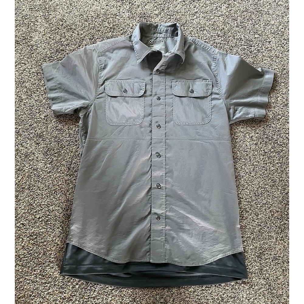 Vertx Shirt Mens Medium Gray Short Sleeve Snap Button Up Tactical Casual
